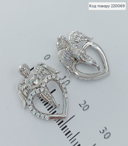 Кулон  Ангел с серцем в камнях родированое   Xuping 18K 220069 фото 2