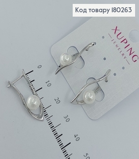 Серьги стрели с жемчужыной  родированые медзолото Xuping  180263 фото