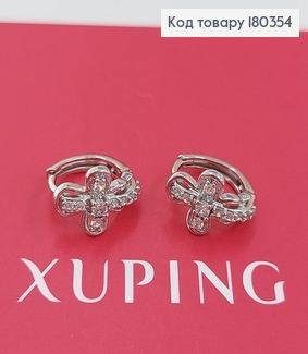  Серьги кольца крестики с камнями родированным   Xuping 180354 фото