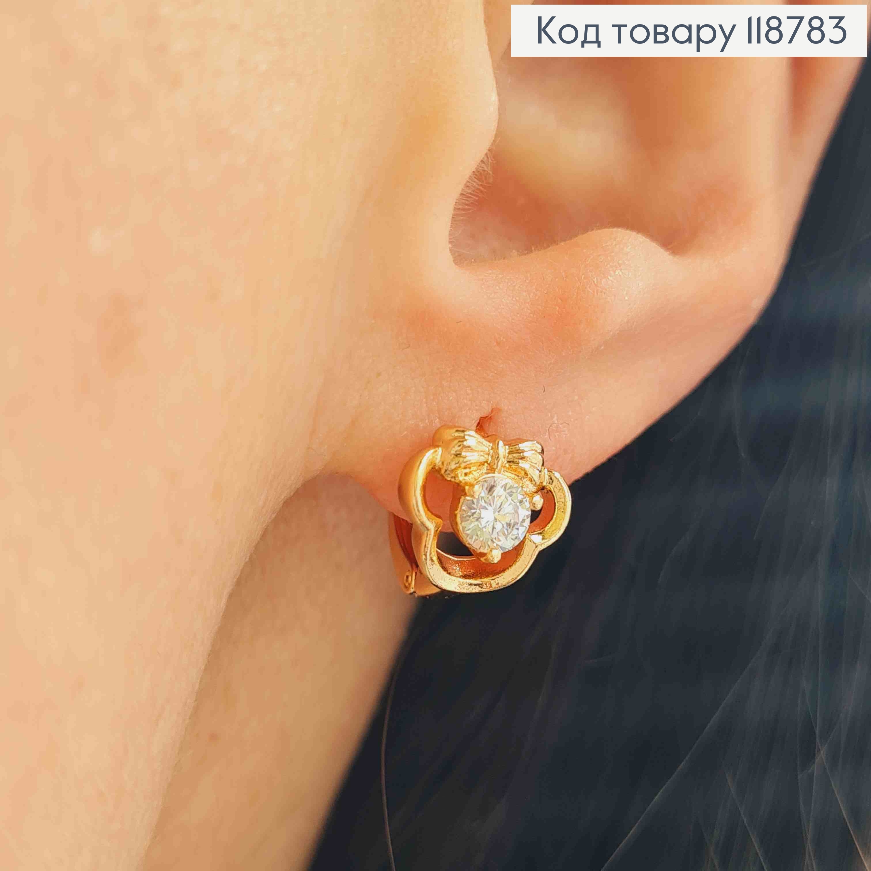 Сережки кільця (1см), "Минни Маус" з Блискучим каменем (0,9см), XUPING 18K 118783 фото 2
