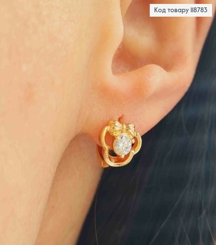Сережки кільця (1см), "Минни Маус" з Блискучим каменем (0,9см), XUPING 18K 118783 фото 2