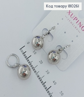 Серьги колечка с бусинкой  родированые медзолото Xuping  180261 фото