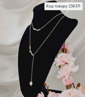 Бижутерия на шею двойная, с перепонками и круглой подвеской, 45+8см, Fashion Jewelry 236371 фото