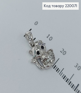 Кулон кошечка с серцем в камнях родированое  Xuping 18K 220071 фото