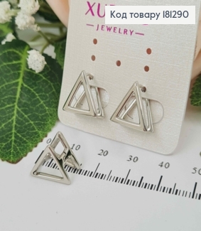 Серьги Треугольнички двойные, 1,5см, Xuping 181290 фото