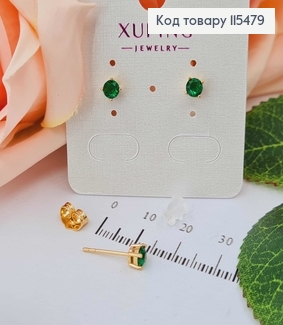 Сережки гвоздики, з камінцем зеленого кольору 0,3см. Xuping 18K 115479 фото