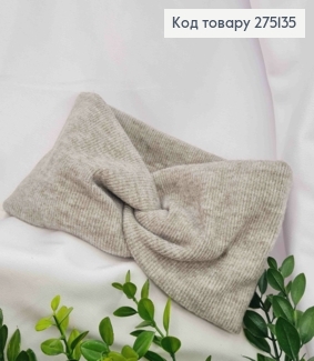 Повязка чалма, Ангора-Мягкая-Качественная, рубчик, СЕРОГО цвета, 42*12см, ручная работа, Украина. 275135 фото