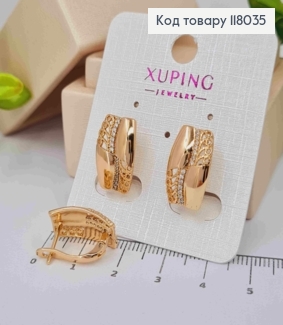 Серьги "Кетлин" с камешками, 1,7см, английская застежка, Xuping 18K 118035 фото