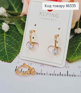Серьги кольца 1см, "Верона" с белым камешком, Xuping 18K 116535 фото