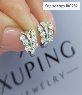 Серьги бабочка с камнями   серебро 18К Xuping 180282 фото