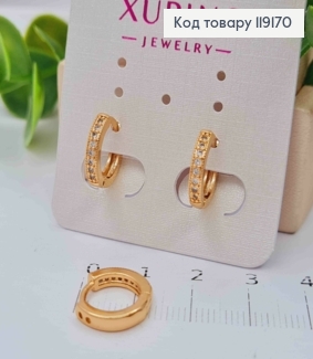 Серьги кольца украшены Блестящими камешками, диаметр 1,2см, XUPING 18К 119170 фото