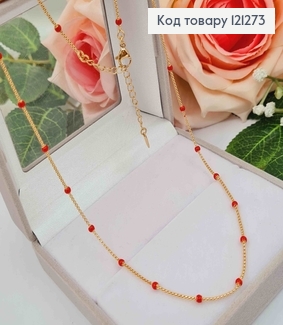 Ланцюжок  з червоними  кульками, довжина 45+5см,  Xuping 18K 121273 фото