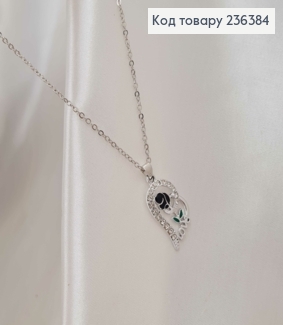 Бижутерия на шею, с подвеской "LOVE" с розой и камешками, 44+6см, Fashion Jewelry 236384 фото