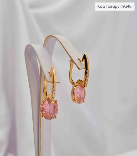 Серьги с изысканным розовым камнем, 2,5см, англ. застежка, XUPING 18K 119346 фото 2