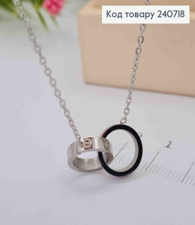 Ланцюжок срібного кольору, з підвіскою Cartier, 43+5см, сталь Stainless Steel 240718 фото