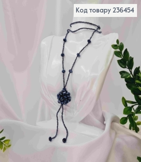 Бижутерия на шею из Бисера и Бусин, 82см, Темно-Синего цвета, Hand Made 236454 фото