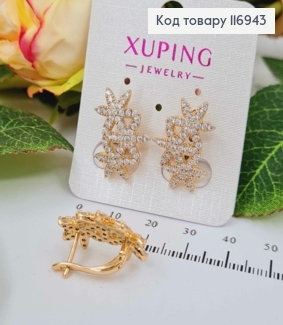 Сережки "Три зірочки", в камінцях, 2,1см, англ. заст. Xuping 18K 116943 фото