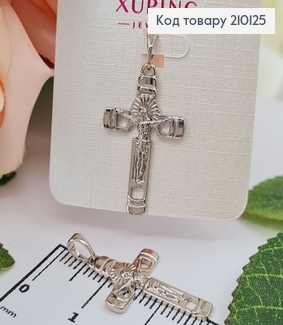 Крестик родованный, с распятием, с прямоугольным срезом 2,7*1,7см Xuping 210125 фото