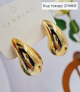 Сережки гвіздки "КРАПЛИНКИ" золотого кольору, 3см 295122 фото