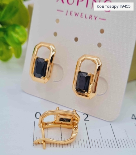 Серьги "Роуз" с Черным камнем, 1,5см, английская застежка, Xuping 18К 119455 фото 2