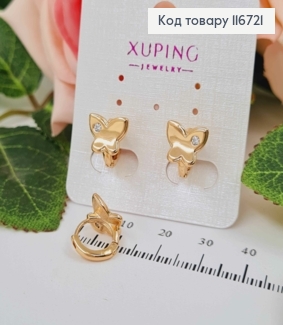 Серьги кольца 1см, Бабочка с камешком на крыле, 1см, Xuping 18К 116721 фото