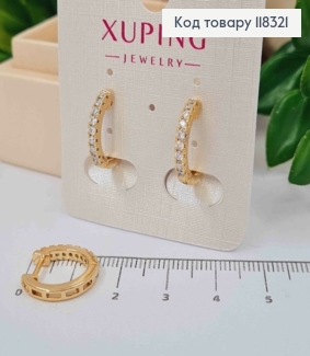 Серьги кольца украшены Блестящими камешками, диаметр 1,6см, XUPING 18K 118321 фото
