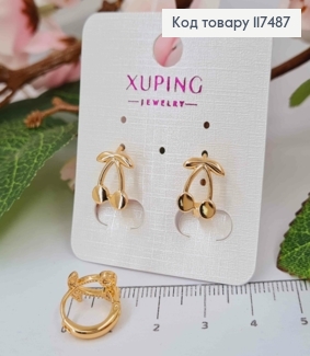 Сережки кільця, "Вишеньки", діаметр 1,2, Xuping 18К 117487 фото