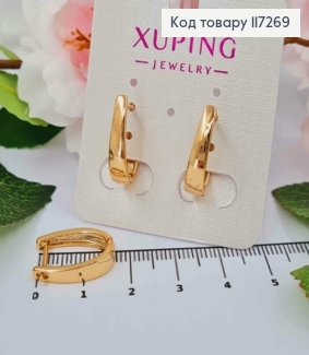 Сережки ОВАЛЬНІ до низу широкі, довжина 1,8см, англ. застібка XUPING 18K 117269 фото