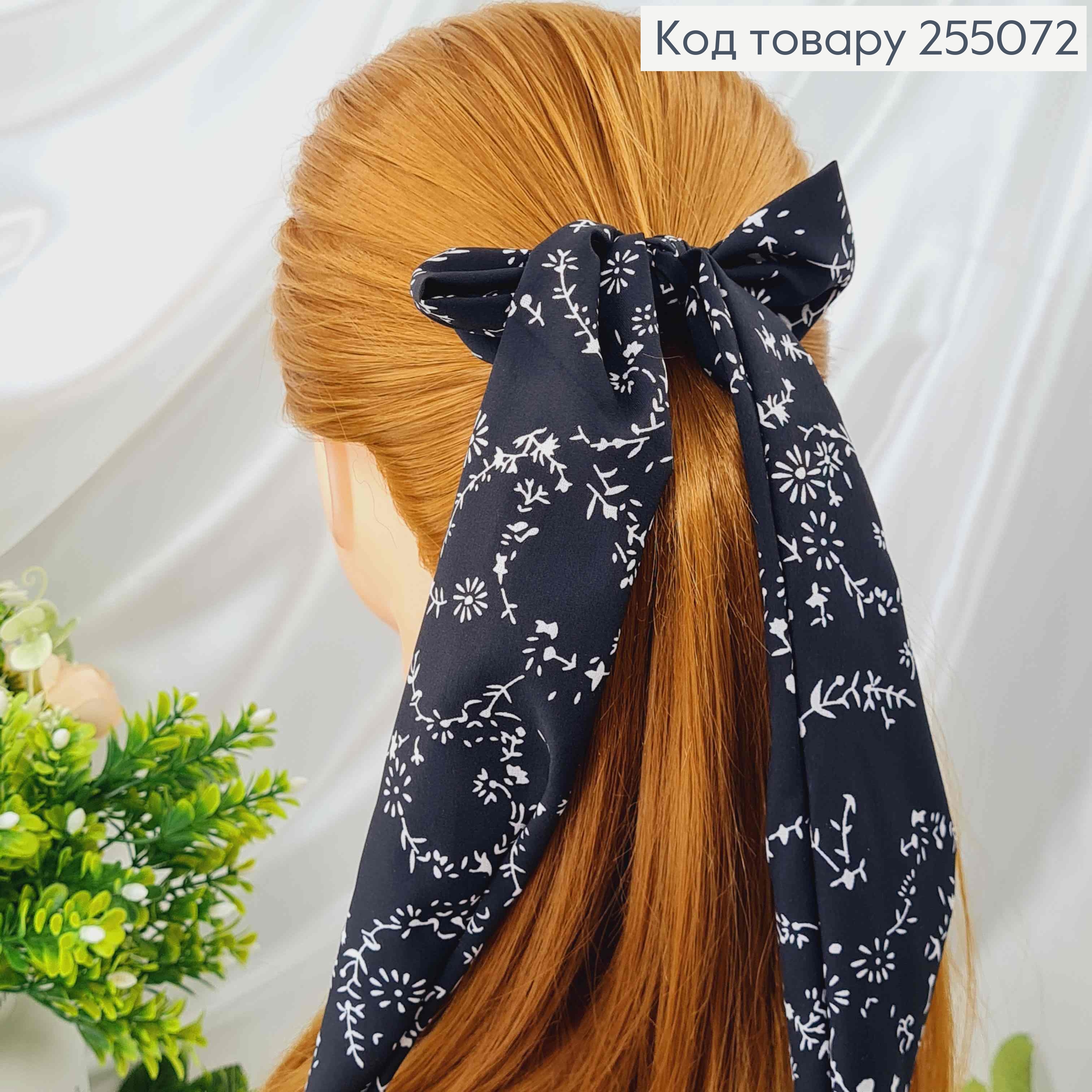 Резинка 5 см, Твіллі бант Чорного кольору з орнаментом , 11*23см  255072 фото 1