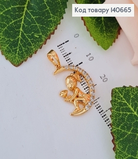 Кулон Девочка с цветком на луне, 2*1,5см, Xuping 18К 140665 фото