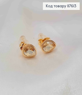 Серьги гвоздика Капли с пудровым камнем сваровски, 9,5мм, Xuping 18К 117613 фото
