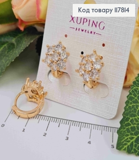 Серьги кольца, Цветочек из Блестящих камешков, 1,6см, Xuping 18K 117814 фото