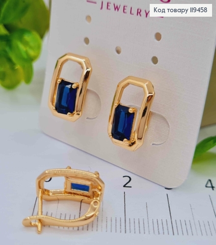 Серьги "Роуз" с Синим камнем, 1,5см, английская застежка, Xuping 18К 119458 фото 2