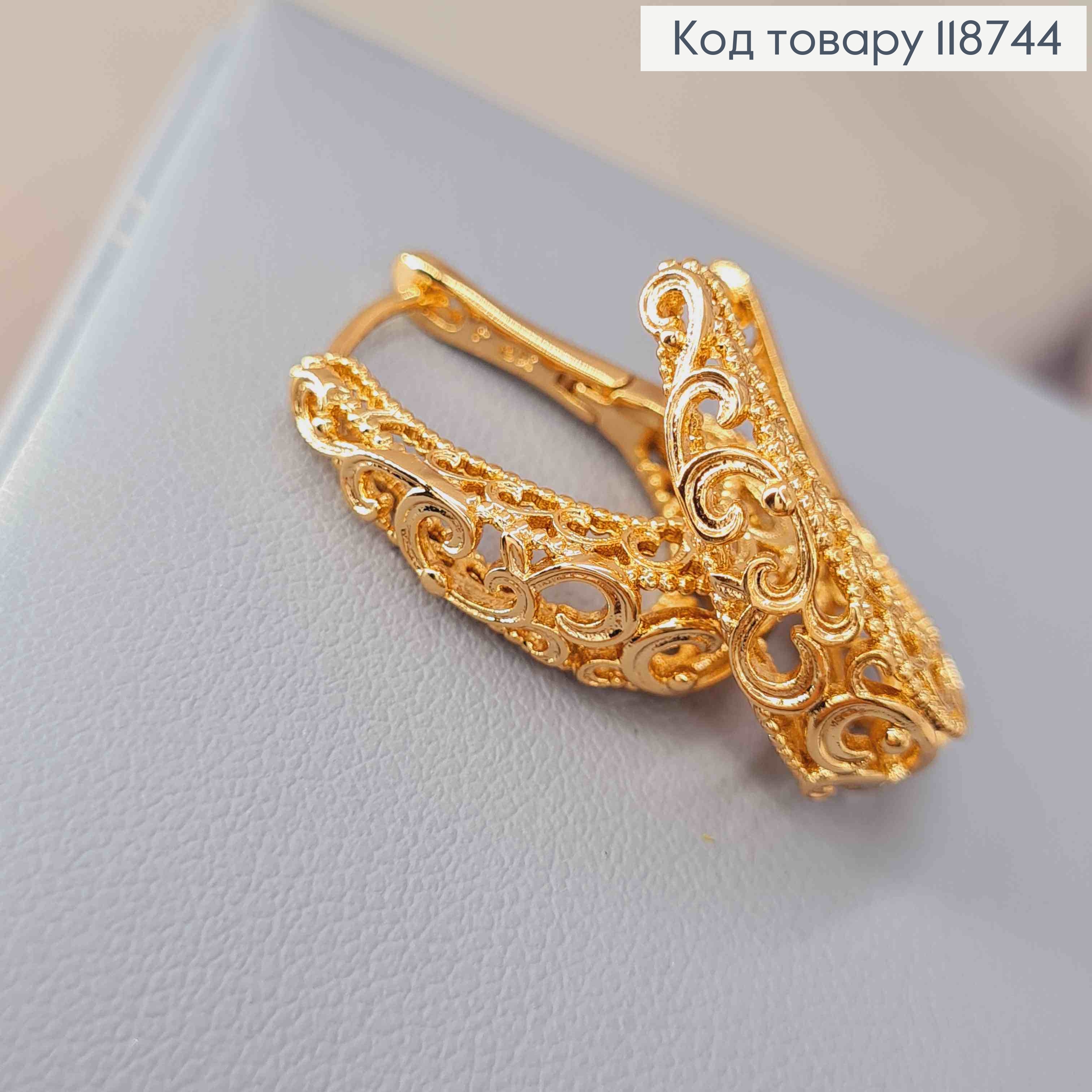 Сережки "Овальні" Ажурні, 2,1см, застібка кільця, Xuping 18K 118744 фото 3