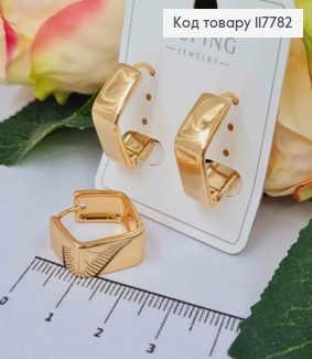Серьги кольца, "Ромбы", ширина 7мм, длина 2,1см, Xuping 18К. 117782 фото