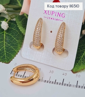 Серьги заужены к верху, в камнях, 2см, англ. застежка, Xuping 18K 116510 фото