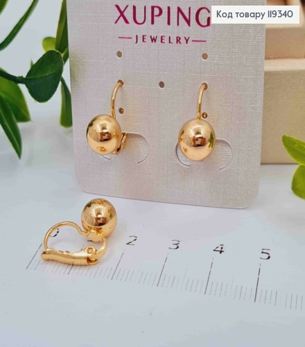 Серьги с шариком (0,8см), длина 1,5см, застежка левербек, XUPING 18K 119340 фото 2