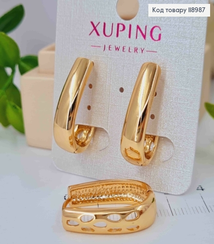 Сережки кільця "Овальні" , ширина 0,7см, довжина 2,5см,  Xuping 18K 118987 фото 3