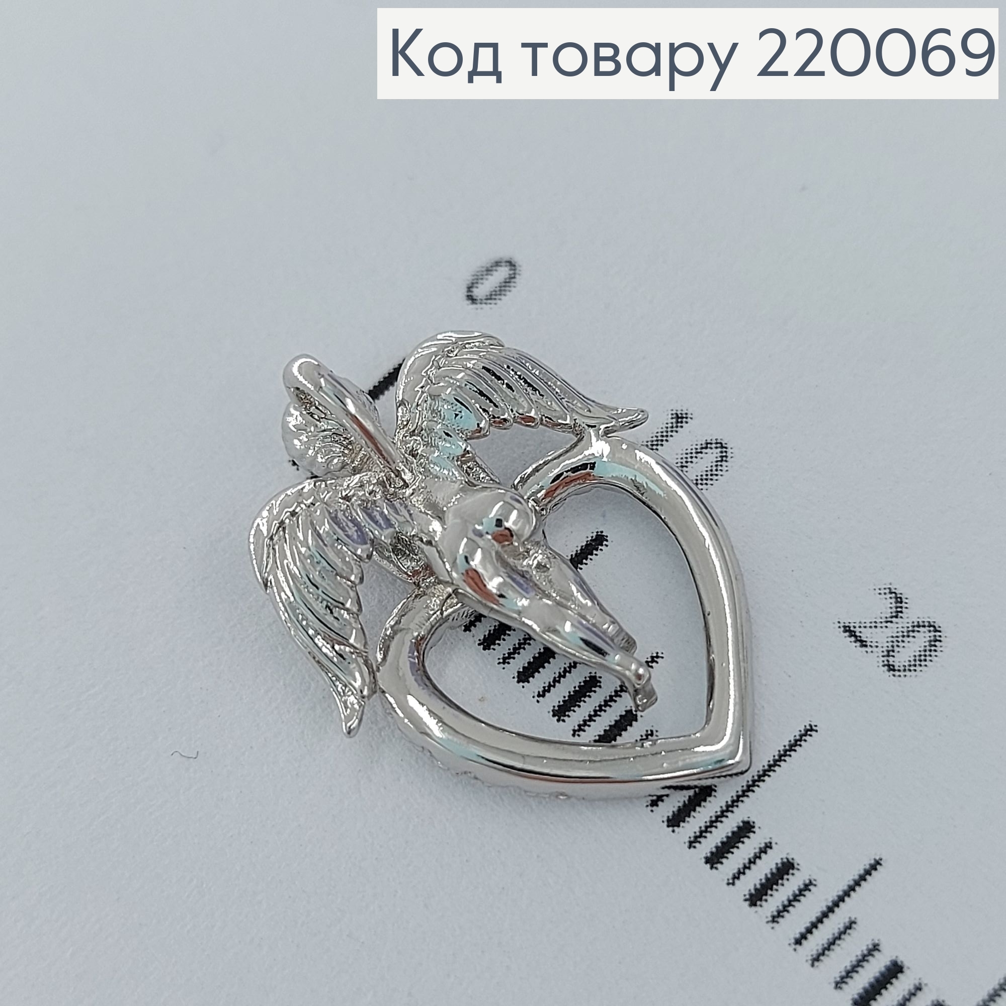 Кулон  Ангел с серцем в камнях родированое   Xuping 18K 220069 фото 3