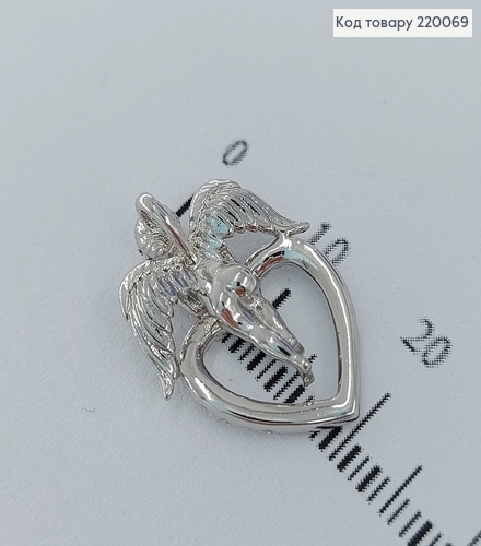 Кулон  Ангел с серцем в камнях родированое   Xuping 18K 220069 фото 3