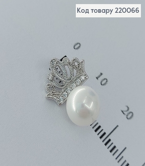 Кулон жемчюжина с короной в камнях   родий Xuping 18K 220066 фото