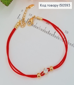 Браслет червона нить 17+3 см с камушками, Xuping 18K 150593 фото