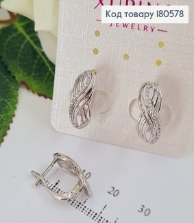 Сережки Безкінечність 2*0,7см (англійська застібка) родовані Xuping 180578 фото