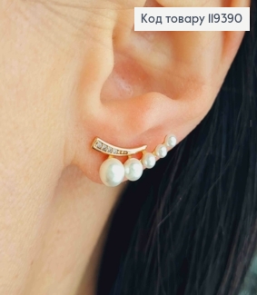 Серьги гвоздики украшены Жемчужинами и камнями, 1,8см, Xuping 18К 119390 фото