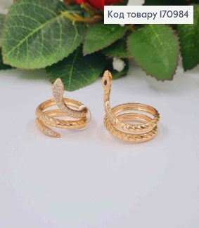 Кольцо Змейка, фактурный в камнях, Xuping 18K 170984 фото