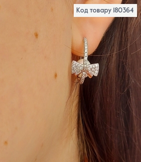 Серьги гвозди Бантики с жемчужиной и камнями   Xuping 180364 фото