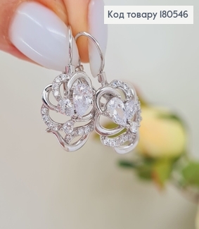 Серьги 2,5*1,5см родированые Цветочек с камнями Xuping  180546 фото