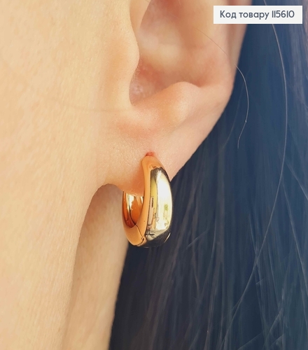 Сережки кільця 1,5см, звужені догори, Xuping 18K 115610 фото 2