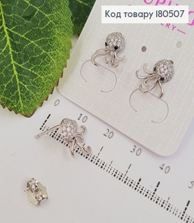 Серьги родированные гвоздики осьминог с камнями Xuping  180507 фото