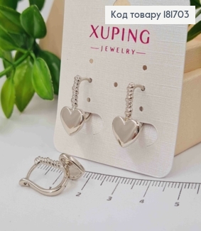 Серьги родованные "Сердце", 1,8см, английская застежка, Xuping 181703 фото